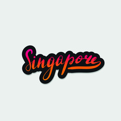 Handwritten lettering typography Singapore. Drawn art sign. Greetings for logotype, badge, icon, card, postcard, logo, banner, tag. Vector illustration EPS 10.