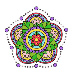 Ausmalbild Mandala – koloriert