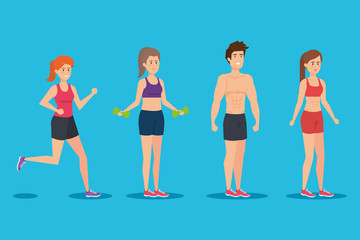 Obraz premium Fitness girls and boy design