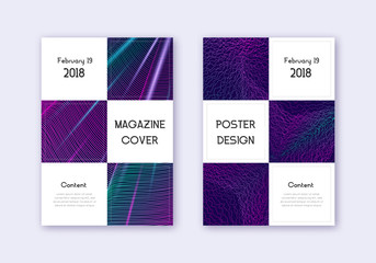 Business cover design template set. Neon abstract 