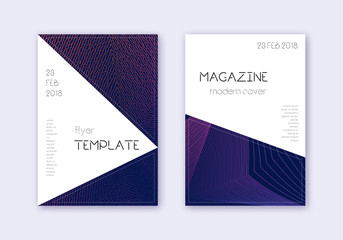 Triangle cover design template set. Violet abstrac