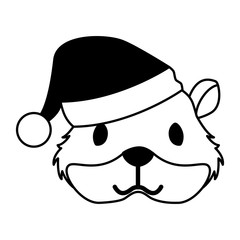 cute hamster with warm hat christmas