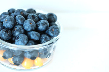 tasty blueberries  in glass bowl