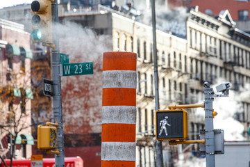 New York, street, buildings, scene, pipes, steam pipe, 