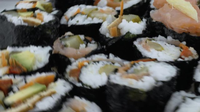 Suchi Board Spinning Right to Left Close Up