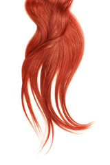 Curl of natural red hair, isolated on white background