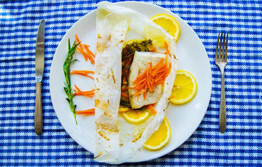 salmon on flour tortilla