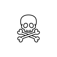 skull head skeleton line black icon on white background
