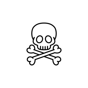skull head skeleton line black icon on white background