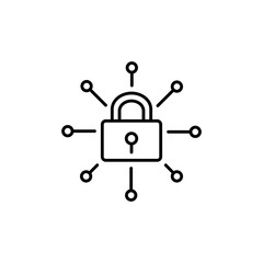 cyber security access padlock line black icon on white background