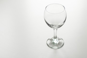 Empty wine glass one. Drinkware. Glass for alcohol.