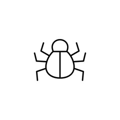code bug, software virus line black icon on white background