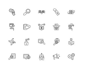 Collection of 20 SEO WEB linear icons such as Target, Seo, Megap
