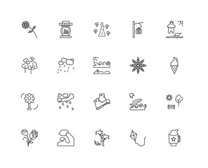 Collection of 20 Seasons linear icons such as Fan, Coffee cup, K