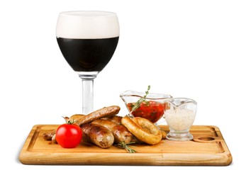 Meat on Cutting Board with Beer