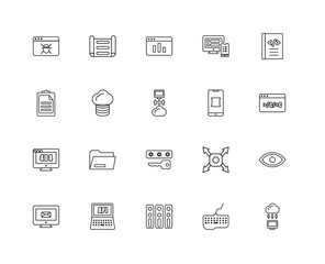 Collection of 20 programming linear icons such as Error 404, Clo