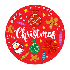 christmas round gingerbread man and cane