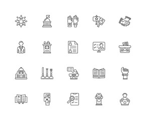 Collection of 20 Political linear icons such as Capitol, Confere