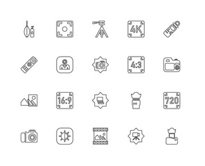 Collection of 20 Photography linear icons such as Blur, Lens, Vi