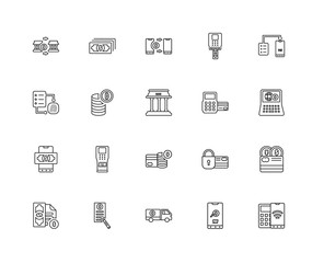 Collection of 20 Payment methods linear icons such as Point serv