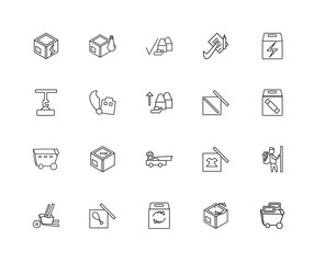 Collection of 20 Packing and Delivery linear icons such as Troll