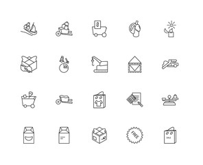Collection of 20 Packing and Delivery linear icons such as Shopp