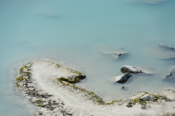Shape of a seahorse in the sand and gravel moraine in the meltwater river of the Svelgabreen glacier