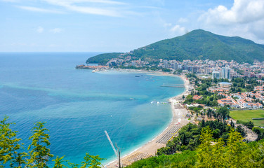 View of  the Gulf of the Adriatic Sea near the town of Budva, the famous tourist resort of Montenegro.