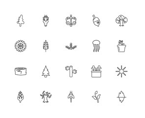 Collection of 20 Nature linear icons such as Log, Iceberg, Plant