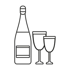 bottle and cups of champagne