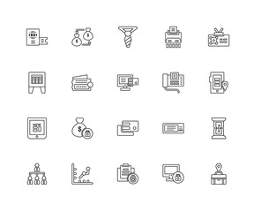 Collection of 20 Modern business linear icons such as News, Navi