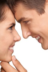 Close-up of a Smiling Young Couple