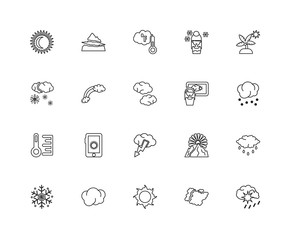 Collection of 20 meterology linear icons such as Temperature, Cl