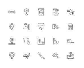 Collection of 20 Measurement linear icons such as Manometer, Wei