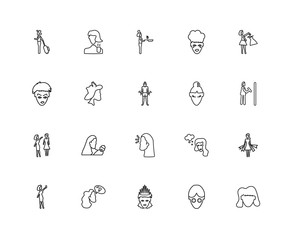 Collection of 20 Ladies linear icons such as Women Stressed, Tre