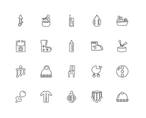 Collection of 20 Kids and baby linear icons such as Baby mobile,