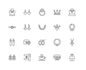 Collection of 20 jewelry linear icons such as Earrings, Pawn sho