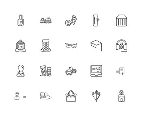 Collection of 20 insurance linear icons such as Family, Real est