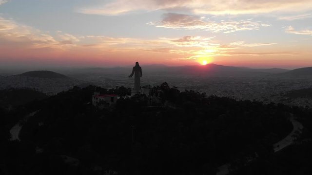 huge statue of Christ in pachuca hidalgo mexico at sunset take 3