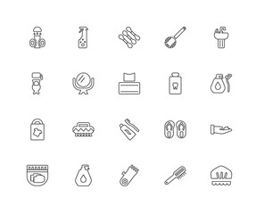 Collection of 20 Hygiene linear icons such as Deodorant, Shower
