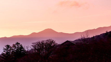 View of Mt. Kintoki (Ashigara) at sunset