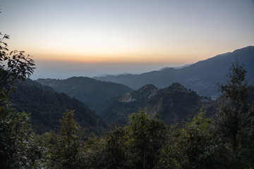Fototapeta na wymiar Himalayas sunset in mountains