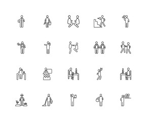 Collection of 20 humans linear icons such as Storekeeper, Housew