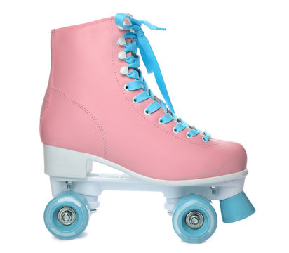 Bright Stylish Roller Skate On White Background