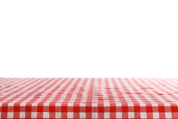 Tuinposter Empty table covered with napkin against white background © New Africa