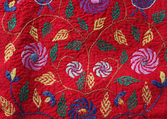 Embroidered Christmas stocking floral detail