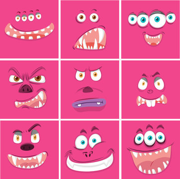 Set of pink expressions
