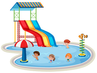 Isolated children at water park