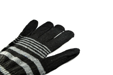 black cotton gloves isolated on white background / wool gloves