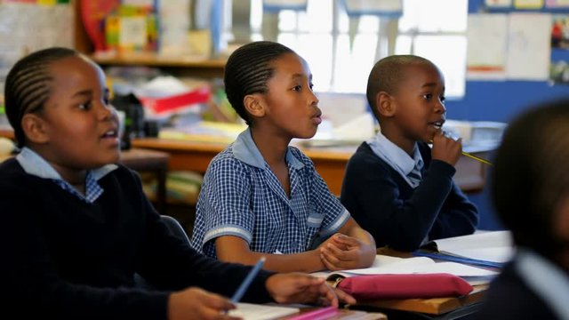 Schoolkid studying in the classroom 4k